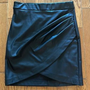 Faux Leather Knee Length Skirt